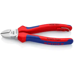 Кусачки бокові (бокорізи), діаметр 4,0мм, 160мм KNIPEX 70 05 160 T BK, зі страхувальним кріпленням, хромовані №1
