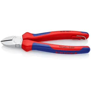 Кусачки бокові (бокорізи), діаметр 4,0мм, 180мм KNIPEX 70 05 180 T BK, зі страхувальним кріпленням, хромовані №1