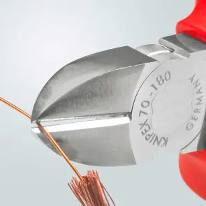Кусачки бокові (бокорізи), діаметр 4,0мм, 180мм KNIPEX 70 05 180 T BK, зі страхувальним кріпленням, хромовані №3