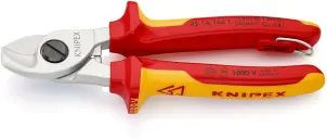 Ножиці для різки кабелів, діаметр 15мм / 50мм..кв., 165мм VDE KNIPEX 95 16 165 T BK, зі страхувальним кріпленням, хромировані №1