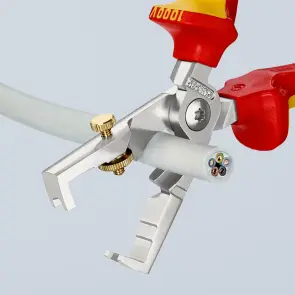Кліщі для видалення ізоляції, з функцією різання кабелю VDE StriX KNIPEX 13 66 180 T, зі страхувальним кріпленням, хромовані №3