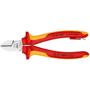 Кусачки бокові (бокорізи), діаметр 4,0мм, 160мм VDE KNIPEX 70 06 160 T, зі страхувальним кріпленням, хромовані №3