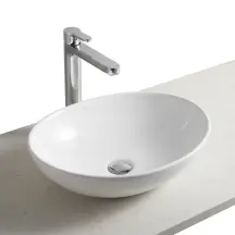 Комплект Qtap Dove: Раковина накладна Овальна 415x340x140 мм White + Донний клапан PU02 + Змішувач латунний для раковини Lidz Astra 001FH високий (k35) LDAST001FHCRM48090 Chrome