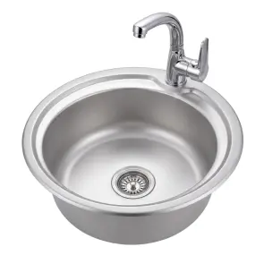 Кухонна мийка Brinex 510-D 0,8 мм Satin (BRIN510SAT08) + Змішувач для кухНі Lidz Nicole 014F (k35) LDNIC014FCRM22009 Chrome №1
