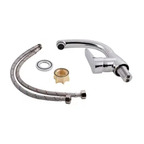 Кухонна мийка Brinex 510-D 0,8 мм Satin (BRIN510SAT08) + Змішувач для кухНі Lidz Nicole 014F (k35) LDNIC014FCRM22009 Chrome №13