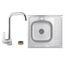 Смеситель Для кухни Lidz Nicole 014F1 (k35) LDNIC014F1CRM22010 Chrome + Кухонная мойка Brinex 6060-L 0,6 мм Satin (BRIN6060LSAT06)