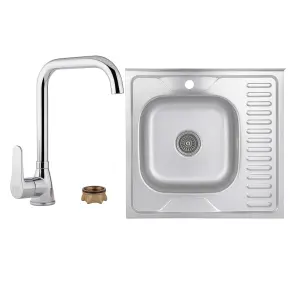 Змішувач для кухНі Lidz Nicole 014F1 (k35) LDNIC014F1CRM22010 Chrome + Кухонна мийка Brinex 6060-L 0,6 мм Satin (BRIN6060LSAT06) №1