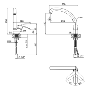 Кухонна мийка Brinex 6060-L 0,6 мм Satin (BRIN6060LSAT06) + Змішувач для кухНі Lidz Anny 008F (k40) LDANN008FCRM35123 Chrome №11