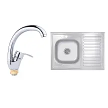 Смеситель Для кухни Lidz Anny 008F (k40) LDANN008FCRM35123 Chrome + Кухонная мойка Brinex 6080-L 0,6 мм Satin (BRIN6080LSAT06)