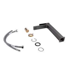Змішувач для раковини Qtap Gemini високий QTGEM269GMB45680 Gunmetal Black PVD + Комплект Qtap Dove: Раковина накладна Овальна 415x340x140 мм White + Донний клапан PU02 №5