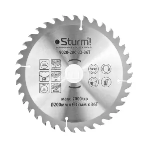 Диск пильный 200х32/30 мм 36 зубов по дереву Sturm 9020-200-32-36T №1