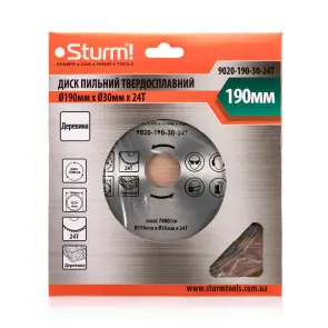 Диск пильный по дереву Sturm 9020-190-30-24T, 190х30 мм 24 зуба №3