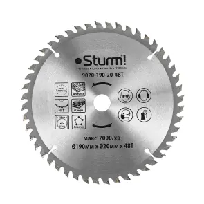 Диск пильный по дереву Sturm 9020-190-20-48T, 190х20 мм 48 зуба №1