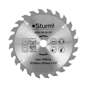 Диск пильный по дереву Sturm 9020-190-20-24T, 190х20 мм 24 зуба №1