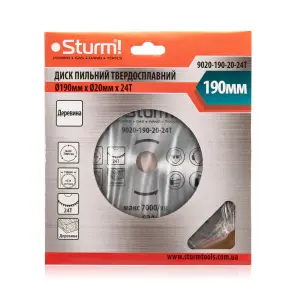 Диск пильный по дереву Sturm 9020-190-20-24T, 190х20 мм 24 зуба №3