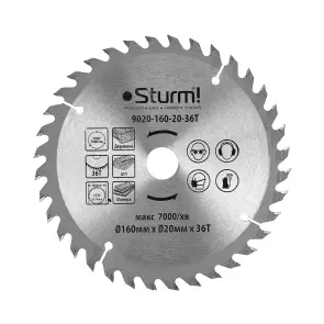 Диск пильный по дереву (160х20 мм; 36T) Sturm 9020-160-20-36T №1