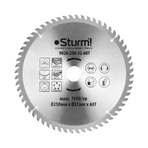 Диск пильний по дереву (250х32 мм; 60T) Sturm 9020-250-32-60T №1