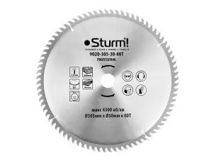 Диск пиляльний 305х30 мм 80 зубів по дереву для MS55305BL Sturm 9020-305-30-80T №1