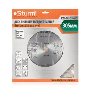 Диск пиляльний 305х25.4 мм 40 зубів по дереву Sturm 9020-305-25-40T №3
