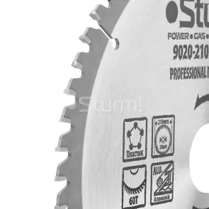 Диск пильний ламінат/алюміній/пластик Sturm 9020-210-30-60TA, 210х30 мм 60 зубів №2