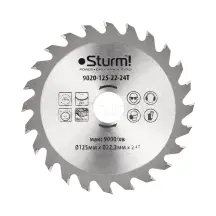 Диск пильный по дереву Sturm 9020-125-22-24T, 125х22 мм 24 зуба