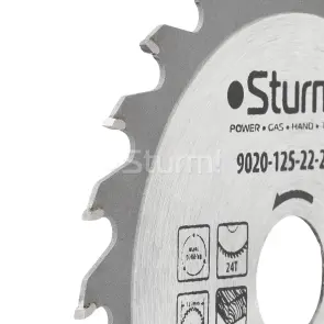 Диск пильный по дереву Sturm 9020-125-22-24T, 125х22 мм 24 зуба №2
