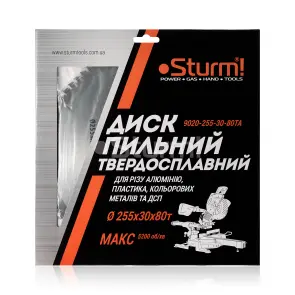 Диск пильний ламінат/алюміній/пластик (255х30мм 80 зубів) для MS5525WM Sturm 9020-255-30-80TA №3