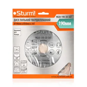 Диск пильный по дереву Sturm 9020-190-30-36T, 190х30 мм 36 зубов №3