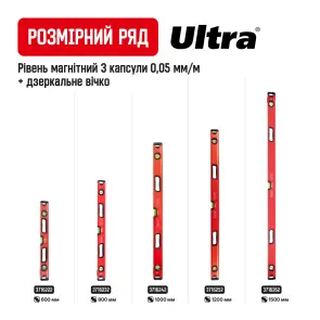 Уровень магнитный 3 капсулы + зеркальный глазок 2 рукоятки 60см ULTRA (3716222) №7