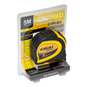 Рулетка магнитная обрезиненная с автостопом 5м×19мм SIGMA (3824051) №4