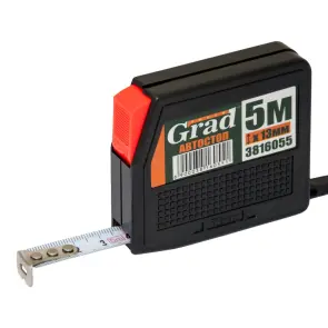 Рулетка з автостопом 5м×13мм (чорна) GRAD (3816055) №1