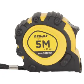 Рулетка магнітна обгумована JT фіксатор+гальмо 5м×19мм SIGMA (3823051) №3