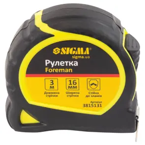 Рулетка Foreman 3м×16мм без ремешка SIGMA (3815131) №6