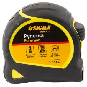 Рулетка Foreman 5м×19мм без ремешка SIGMA (3815151) №7