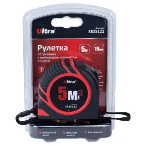 Рулетка обгумована з нейлоновим покриттям полотна 5м×19мм ULTRA (3825122) №6