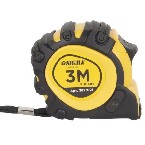 Рулетка магнітна обгумована JT фіксатор+гальмо 3м×16мм SIGMA (3823021) №3