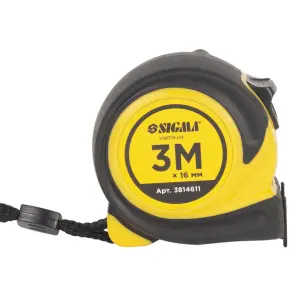 Рулетка обрезиненная Compact двухстороннее полотно/зацеп 3м×16мм SIGMA (3814611) №3