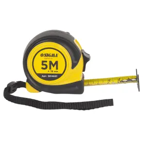 Рулетка обгумована Compact двостороннє полотно/зачіп 5м×19мм SIGMA (3814631) №2