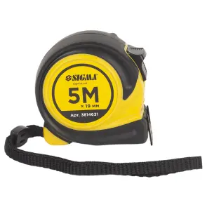 Рулетка обгумована Compact двостороннє полотно/зачіп 5м×19мм SIGMA (3814631) №3