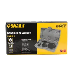 Коронки по дереву набірні Ø19, 22, 29, 32, 38, 44, 51, 65 мм (кейс) SIGMA (1520111) №7