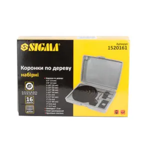 Коронки по дереву набірні Ø19, 22, 29, 32, 38, 44, 51, 64, 76, 89, 102, 127 мм SIGMA (1520161) №7