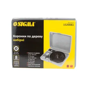 Коронки по дереву набірні Ø64, 76, 89, 102, 127 мм (кейс) SIGMA (1520081) №6