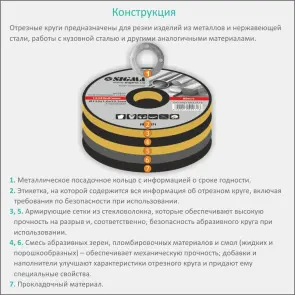 Круг відрізний по металу та нержавіючої сталі Ø125×1.2×22.2мм, 12250об/хв SIGMA (1940081) №5