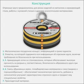 Круг відрізний по металу та нержавіючої сталі Ø180×2.0×22.2мм, 8500об/хв SIGMA (1940241) №3