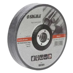 Круг зачисний по металу Ø150×6.0×22.2мм, 10200об/хв SIGMA (1931411) №2
