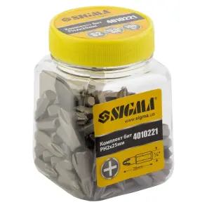 Набір біт PН2×25мм 1/4" 100шт S2 (банку) SIGMA (4010221) №2