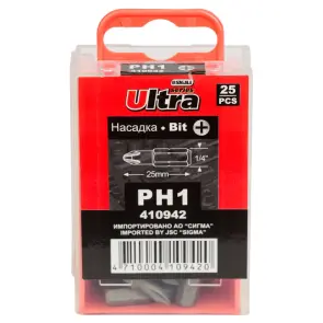 Набір біт PН1×25мм 1/4" 25шт S2 (пласт кейс) ULTRA (4010102) №2
