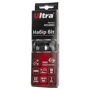 Набір біт TORX 10мм 7шт S2 (пласт кейс) ULTRA (4016902) №1
