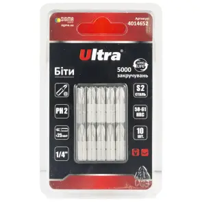 Біти PH2×25мм ¼" 10шт S2 (блістер) ULTRA (4014652) №1