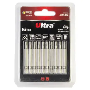 Біти TORX 15×50мм ¼" 10шт S2 (блістер) ULTRA (4015492) №1